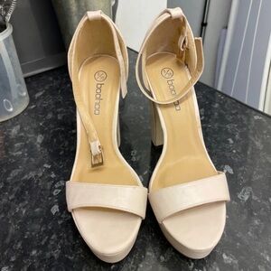 Boohoo Beige Ankle Strap Heels